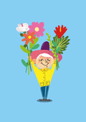 Mamie pleine de joie et de fleurs